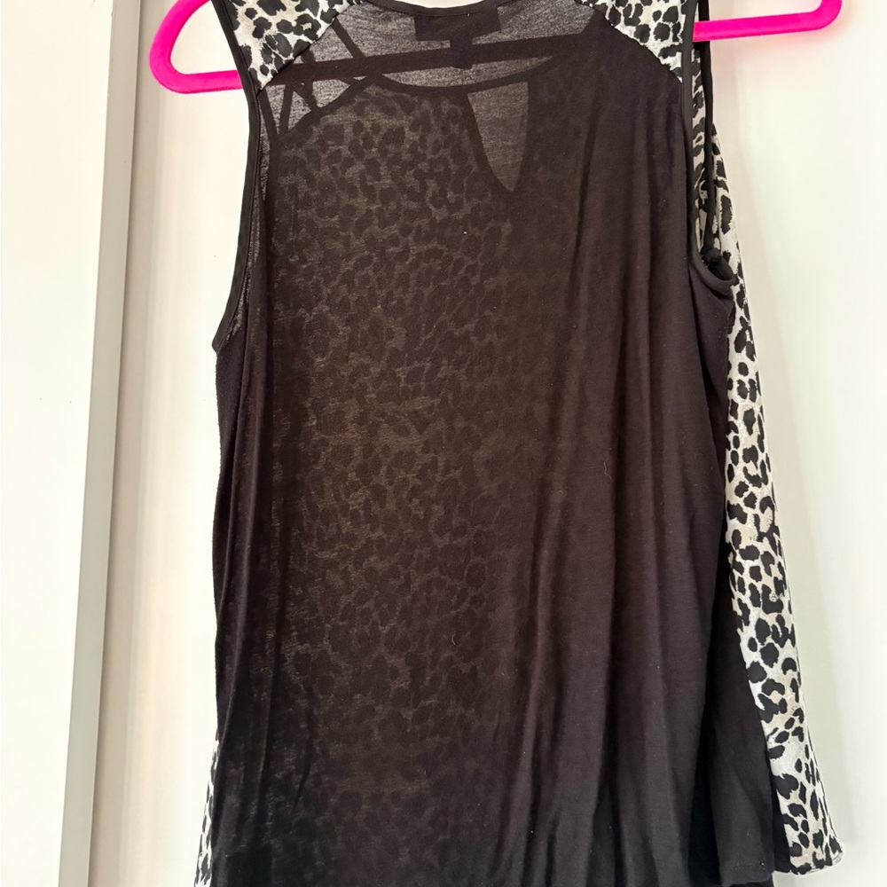 BCX Black and White Animal Print Tank Top